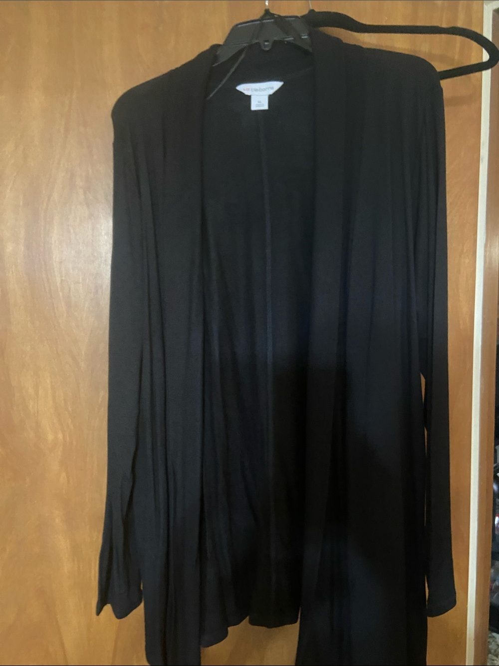 Liz Claiborne Black Open-Front Draped Cardigan